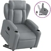 vidaXL Relaxsessel mit Aufstehhilfe Hellgrau Stoff