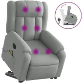 vidaXL Massagesessel mit Aufstehhilfe Hellgrau Stoff