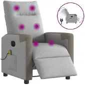 vidaXL Massagesessel Elektrisch Wolkengrau Stoff