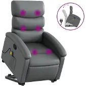vidaXL Massagesessel mit Aufstehhilfe Grau Kunstleder