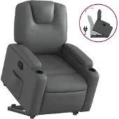vidaXL Relaxsessel mit Aufstehhilfe Grau Kunstleder