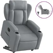 vidaXL Relaxsessel mit Aufstehhilfe Elektrisch Hellgrau Stoff