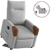 vidaXL Relaxsessel mit Aufstehhilfe Elektrisch Wolkengrau Stoff