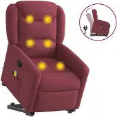vidaXL Massagesessel mit Aufstehhilfe Weinrot Stoff