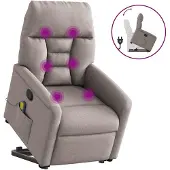vidaXL Massagesessel mit Aufstehhilfe Taupe Stoff