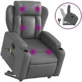 vidaXL Massagesessel mit Aufstehhilfe Grau Kunstleder