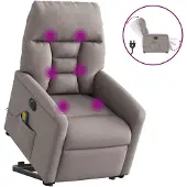 vidaXL Elektrischer Massagesessel mit Aufstehhilfe Taupe Stoff