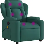 vidaXL Massage-Relaxsessel, dunkelgrüner Stoff