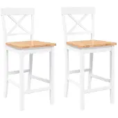 vidaXL Barhocker 2 Stk. Weiß Massivholz Gummibaum