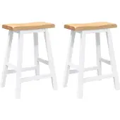 vidaXL Barhocker 2 Stk. Weiß Massivholz Gummibaum