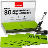 Gauder Magnetschilder ME-75x75, grün, 75 x 75 mm, für Handbeschriftung, 30 Stück