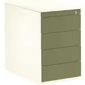 Mauser Schubladencontainer, HxT 720x800mm, 4 Schubladen, reinweiß/schilfgrün