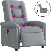 vidaXL Massagesessel Elektrisch Hellgrau Stoff