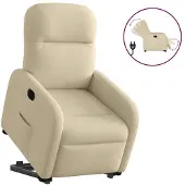 vidaXL Relaxsessel mit Aufstehhilfe Elektrisch Creme Stoff