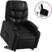 vidaXL Relaxsessel mit Aufstehhilfe Schwarz Kunstleder