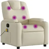 vidaXL Massagesessel mit Relaxfunktion, Kunstleder, Creme