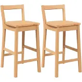 vidaXL Barhocker 2 Stk. Natur Massivholz Gummibaum