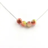 Bijoux Steine und Mineralien. Halskette mit 4 Perlen Wassermelonen-Turmalin 8 mm Edelstahlkette.