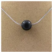 Bijoux Steine und Mineralien. Halskette 1 Perle Seraphinit 8 mm Kette aus rostfreiem Stahl.