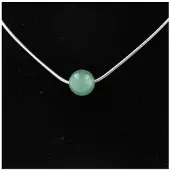 Bijoux Steine und Mineralien. Halskette 1 Aventurine 8 mm Perle Edelstahlkette.