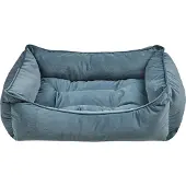 Beliani Tierbett Blau Samtstoff Hundekissen aus Polyester 70 x 60 cm für Hunde, sowie Katzen Wohnzimmer Flur Schlafzimmer Rechteckig Kuschelig Modern