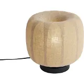 QAZQA Japandi Tischleuchte schwarz mit beigem Leinenschirm 27cm - Nami