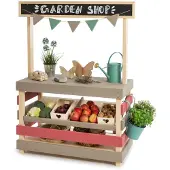 Muddy Buddy Kaufladen "Garden Friend", rosa (natur, grau, rosa), Kaufläden, KinderB:40cm H:115cm T:90cm, Holz, Kaufladen, Outdoor Shop, natur - warmgrau/malvenrosa, B:40cm H:115cm T:90cm