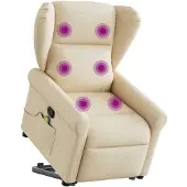 vidaXL Massagesessel mit Aufstehhilfe Creme Stoff