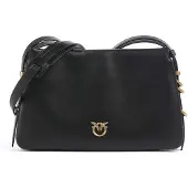 Pinko Schwarze Kalbsleder Bos Taurus Schultertasche