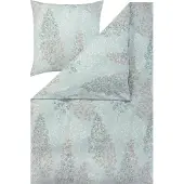 Estella Samt + Seide Flanell Bettwäsche 155x220 Merano eisblau Blätter 5475-614