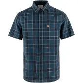 Fjällräven Hemd Övik Travel Shirt SS Herren Indigo Blue / Dark Navy-XXL