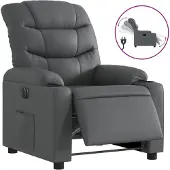 vidaXL Relaxsessel Elektrisch Grau Kunstleder