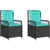 vidaXL Liegende Gartenstühle 2 Stk. Schwarz Poly Rattan