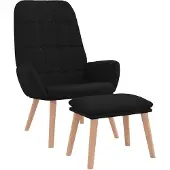 vidaXL Relaxsessel mit Hocker Schwarz Stoff
