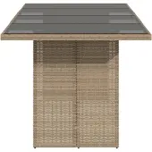 vidaXL Gartentisch mit Glasplatte Beige 190x80x74 cm Poly Rattan