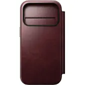 Nomad Apple iPhone 17 Pro Hülle - Echtes Leder - - Klapphülle - Dunkelrot