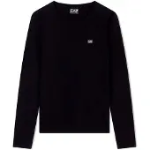 EA7 für Damen. 7W000456_AF10373 Schwarzes Langarm-T-Shirt aus Rippenstrick (XS), Lässig, Baumwolle