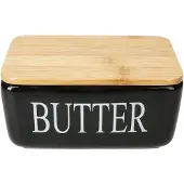 MamboCat RENI Butterdose schwarz mit Bambusdeckel aus Keramik - 99881*****Standort: Regal T3 /// Platz 210