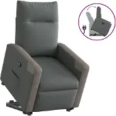 vidaXL Relaxsessel mit Aufstehhilfe Dunkelgrau Stoff