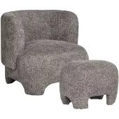 Ebuy24 Sessel Nazare in Grau mit Pouf, Abmessungen: 77 cm (B) x 72 cm (H) x 77 cm (T)