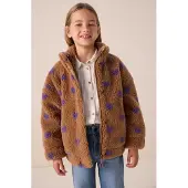 Sissy-Boy Teddy-Jacke Mit Herzmuster - Braun | Größe: 110-116