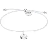Tamaris Armband "Schmuck Geschenk Edelstahl Textil Armkette Little Elephant", bunt (silberfarben, weiß), Armbänder, Damen, 24cm, Edelstahl Textil, Edelstahl, Textil, Armband