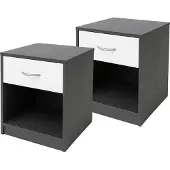 HTI Nachtschrank 2er Set Nina Beton Weiss