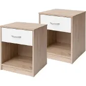 HTI Nachtschrank 2er-Set Nina Sonoma Weiss