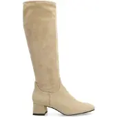 Manfield Beigefarbene Stretch-Stiefel mit Absatz | Größe 42