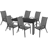 Mojawo Gartengarnitur Sitzgarnitur 7-teilig 180x90cm Aluminium / Non-Wood