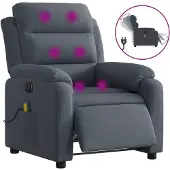 Syfax Massagesessel Elektrisch Dunkelgrau Samt