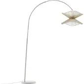LINDBY Bogenlampe Valdorin , creme / amber, für Wohn- / Esszimmer, Papier / Lunolit / Lunopal, Landhaus / Rustikal, Stehlampe