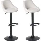 Beliani Set mit 2 Barstühlen hellgrauer Stoffbezug schwarze Beine höhenverstellbar Esszimmer modern