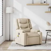 vidaXL Hochwertig Massagesessel Creme Stoff 4019934